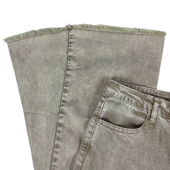 Blue B Collection Womens Tan Bell-Bottom Jeans With Frayed Hem Size S - Picture 4 of 8